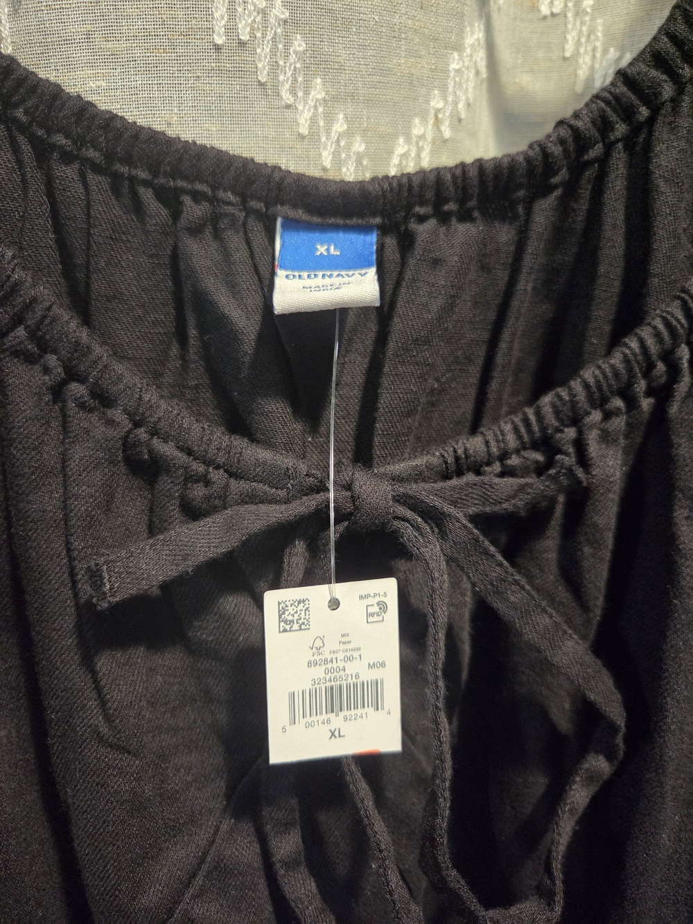 Old Navy Black Midi Dress with Scoop Neck & Tie Detail - Picture 3 of 4